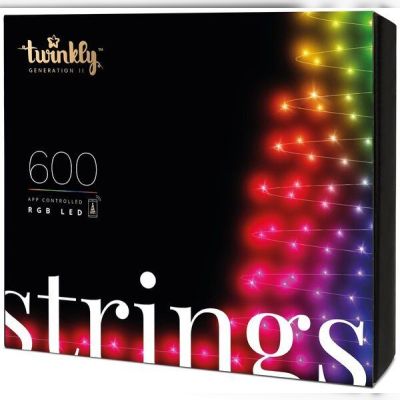 Smart LED Гирлянда Twinkly Strings RGB 600, BT+WiFi, Gen II, IP44 кабель черный (TWS600STP-BEU)