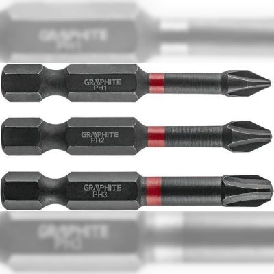 Биты ударные GRAPHITE PH1/2/3 x 50 мм, 3 шт.