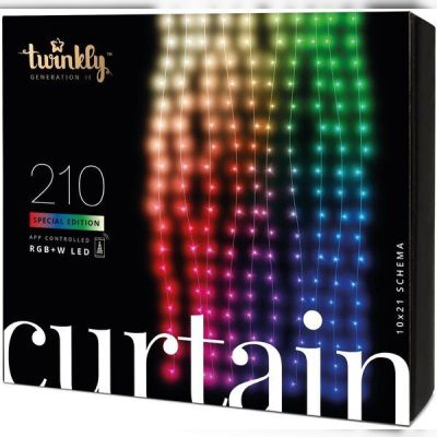 Smart LED Гирлянда Twinkly Curtain,Wall RGBW 210, BT+WiFi, Gen II, IP44 кабель прозрачный (TWW210SPP-TEU)