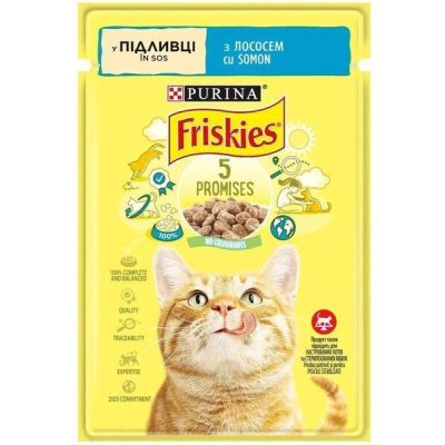Влажный корм для кошек Friskies кусочки в подливе с лососем 85 г