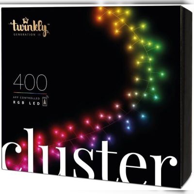 Smart LED Гирлянда Twinkly Cluster RGB 400, BT+WiFi, Gen II, IP44 кабель черный (TWC400STP-BEU)