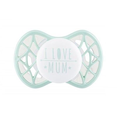 Пустышка ортодонтическая Nuvita NV7064 Air55 Cool 0m+ "I LOVE MUM" мятная (NV7064SG)
