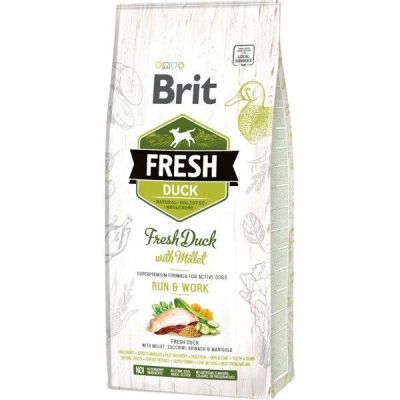 Сухой корм для активных взрослых собак Brit Fresh Active Run & Work с уткой и пшеном 12 кг