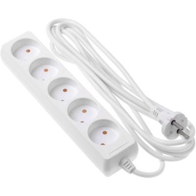 Сетевой удлинитель 2E 5XCEE7/17 2G*1.0мм 1.5м white (2E-U0510M1.5)