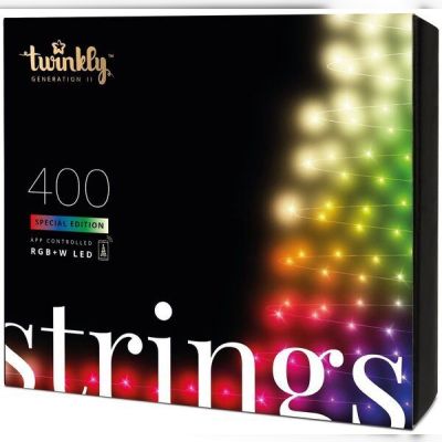 Smart LED Гирлянда Twinkly Strings RGBW 400, BT+WiFi, Gen II, IP44, кабель черный (TWS400SPP-BEU)