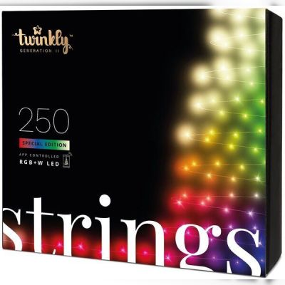 Smart LED Гирлянда Twinkly Strings RGBW 250, BT+WiFi, Gen II, IP44, кабель черный (TWS250SPP-BEU)