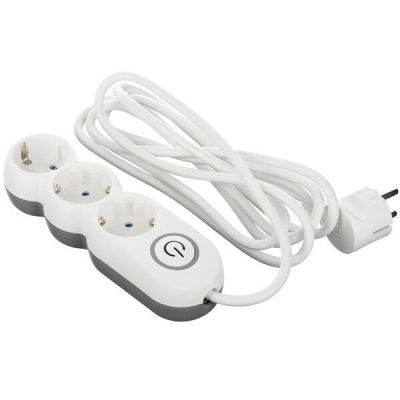 Сетевой фильтр 2Е Plus 3XSchuko з вимикачем, 3G*1.0мм, 3м, білий