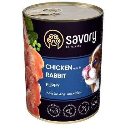 Влажный корм для щенков Savory с кроликом 400г