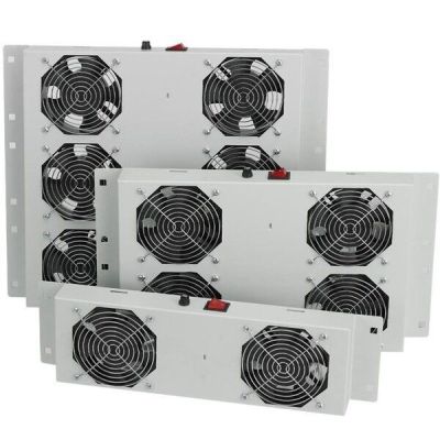 Панель вентиляторов DIGITUS 19" Roof Wall Mount, 2 fans, thermostat, RAL 7035