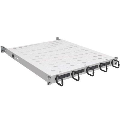 Полка с кольцами и щётками регул. ZPAS 19" 1U глуб. 450-550 мм груз.120кг чёрная