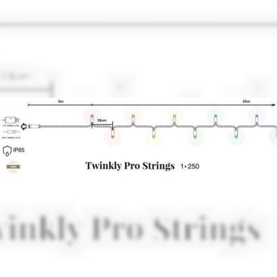 Smart LED Гирлянда Twinkly Pro Strings AWW 250, одинарная линия, IP65, AWG22 PVC, прозрачный