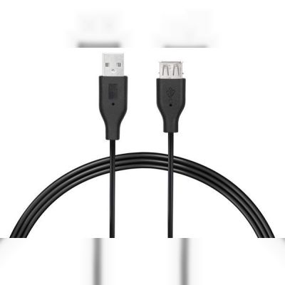 Кабель 2E USB 2.0 (AM/AF) 3m, Black