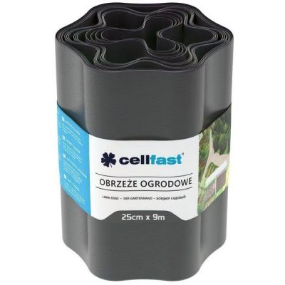 Лента газонная Cellfast, бордюрная, волнистая, 25см x 9м, графит (30-054)