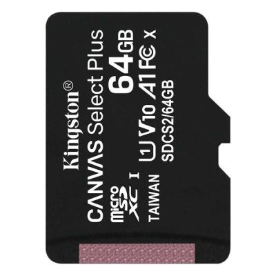 Карта памяти Kingston microSDXC 64GB C10 UHS-I R100MB/s (SDCS2/64GBSP)