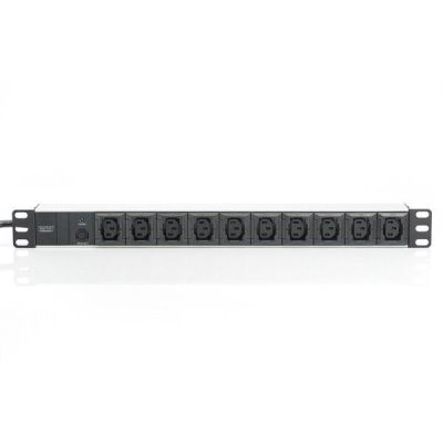 Блок розеток DIGITUS 1U, 10xC13, 10A, 250V, предохранитель, вилка C14