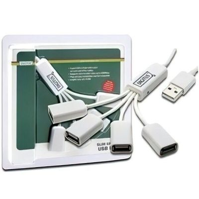 Концентратор USB 2.0, Digitus 4 порта, пассивный, White/Белый (DA-70216)
