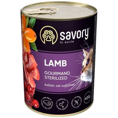 Влажный корм для котов Savory Adult Sterilised ягненок 400г
