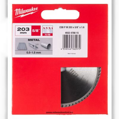 Пильний диск Milwaukee PFTE 203х5/8"х1.6мм 70 зубів (4932478815)