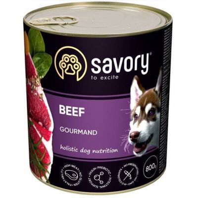 Влажный корм для взрослых собак Savory с говядиной 800г