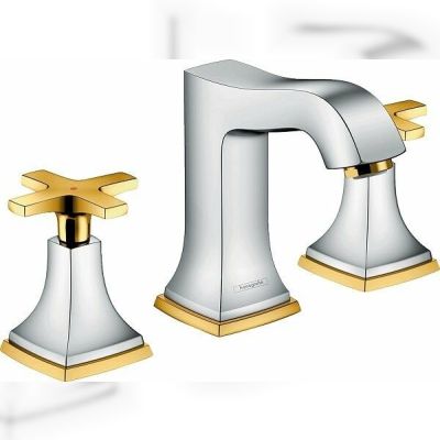 Cмеситель для умивальника Hansgrohe Metropol Classic двовентильний хром/золото (31306090)