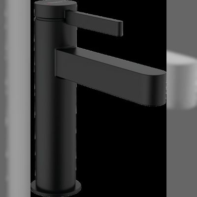 Cмеситель для умивальника Hansgrohe Finoris 110 одноважільний, зі зливним набором, чорний матовий (76023670)