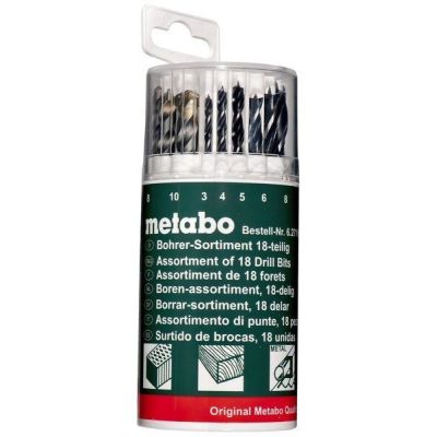 Набор сверл Metabo 18 шт.(камень, металл, дерево 3-10 мм)