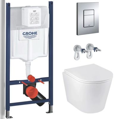Комплект 4 в 1: Інсталяція Grohe Rapid SL 3884966Q та унітаз безободковий Kroner Armada WHI513636 RIMLESS з сидінням Slim soft-close (3884966KA513636)