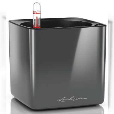 Вазон Lechuza Cube Glossy 14 (антрацит) (13511)