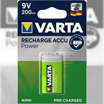 Аккумулятор VARTA NI-MH Power 6F22((6LR61, MN1604, MX1604, Крона) 9V 200 мАч, 1 шт. (56722101401)
