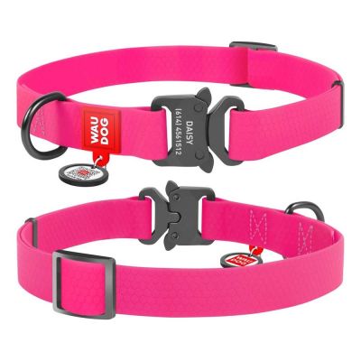 Нашийник Collar WAUDOG Waterproof з QR-паспортом 24-40 см/20 мм (рожевий)