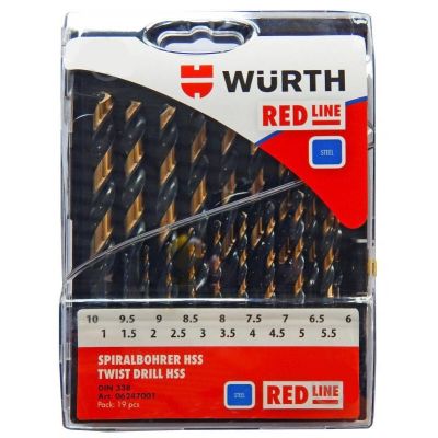 Набір свердел по металу Wurth HSS, RED LINE, DIN338, 1,0-10,0 mm 6247001