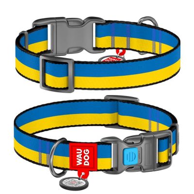 Нашийник WAUDOG Design з QR паспортом і малюнком «Colors of freedom» XL 35-58 см/25 мм