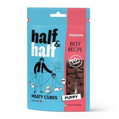Ласощі для цуценят Half&Half Meaty Cubes Puppy 100 г - яловичина