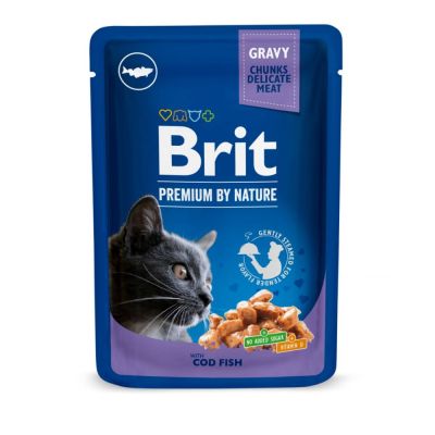Вологий корм для котів Brit Premium Cat Cod Fish pouch 100 г (тріска)