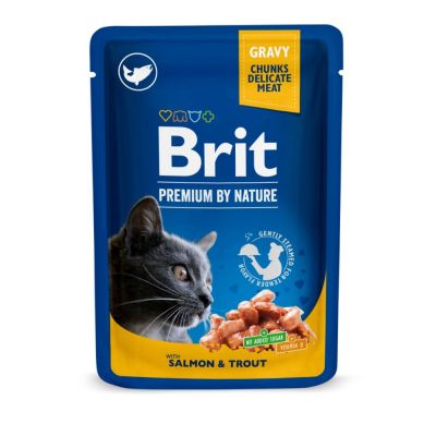 Вологий корм для котів Brit Premium Salmon & Trout pouch 100 г (лосось та форель)