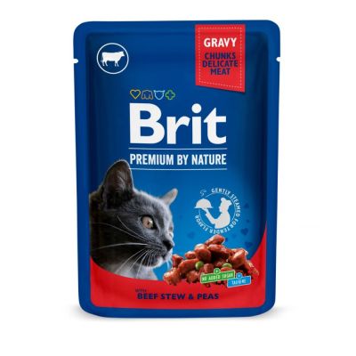 Вологий корм для котів Brit Premium Cat Beef Stew & Peas pouch 100 г (тушкована яловичина та горох)