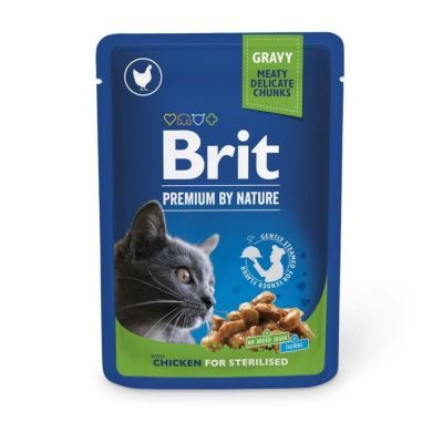 Вологий корм для стерилізованих котів Brit Premium Cat Chicken Slices for Sterilised pouch 100 г (шматочки курки)