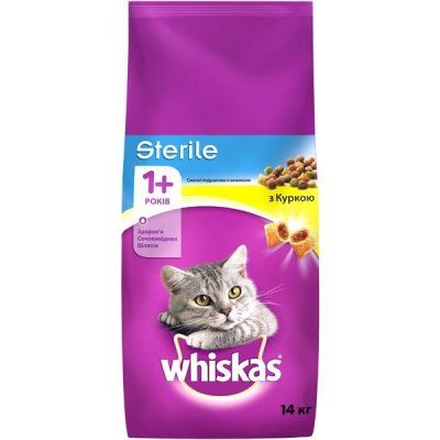 Сухой корм для стерилизованных кошек Whiskas с курицей 14 кг