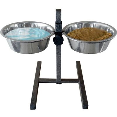 Подставка металлическая под миски+2 миски высокая, 2 X 3,95 л