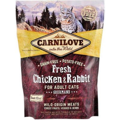Сухой корм для взрослых кошек Carnilove Fresh Gourmand с курицей и кроликом 0,4 кг