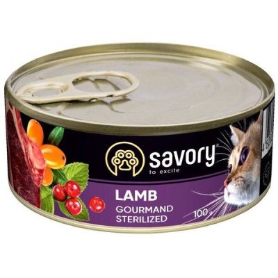 Влажный корм для котов Savory Adult Sterilised ягненок 100г