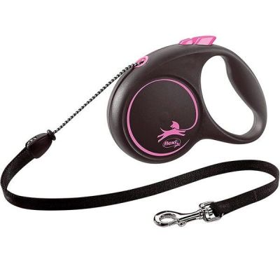 Поводок-рулетка Flexi Black Design M до 20 кг 5 м розовый