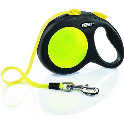 Поводок-рулетка Flexi New Neon L до 50 кг 5 м черный/желтый