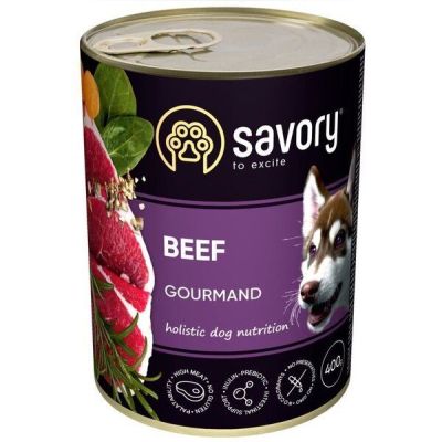 Влажный корм для взрослых собак Savory с говядиной 400г