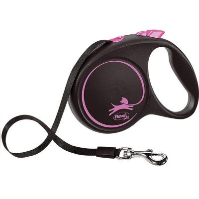 Поводок-рулетка Flexi Black Design S до 15 кг 5 м розовый