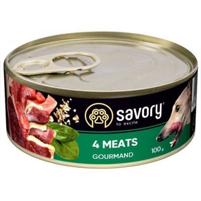Влажный корм для взрослых собак Savory с четырьмя видами мяса 100г
