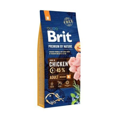 Сухой корм для взрослых собак средних пород Brit Premium Adult M со вкусом курицы 15 кг