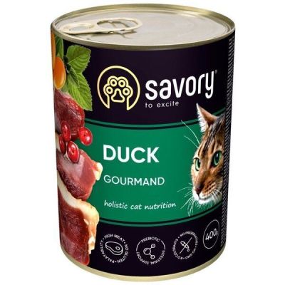 Влажный корм для котов Savory Adult для привередливых котов Утка 400г
