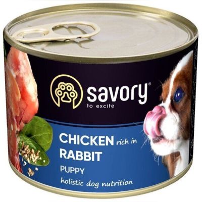 Влажный корм для щенков Savory с кроликом 200г