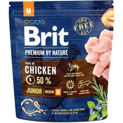 Сухой корм для щенков и молодых собак средних пород Brit Premium Junior M со вкусом курицы 1 кг